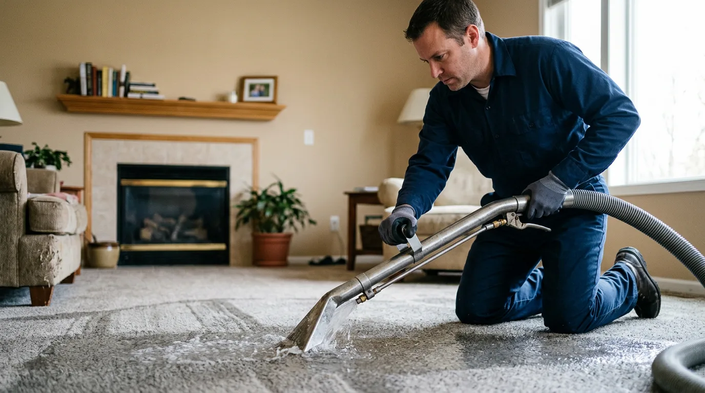Water damage restoration technician working near Maysville, MO